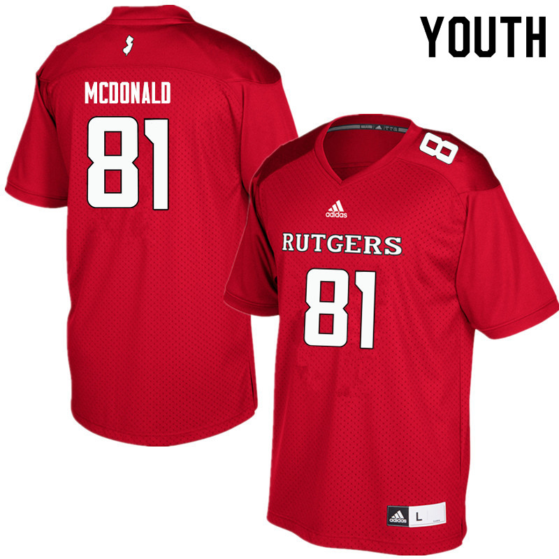 Youth #81 Rich McDonald Rutgers Scarlet Knights College Football Jerseys Sale-Red - Click Image to Close